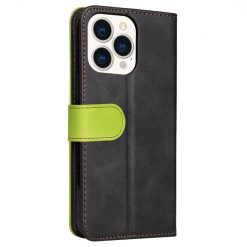 Kryty na mobil | Peňaženkové puzdro Stitching čierno-zelené – Apple iPhone 14 Pro Max | Kryty na mobil