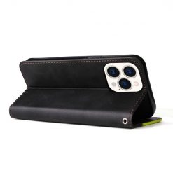 Kryty na mobil | Peňaženkové puzdro Stitching čierno-zelené – Apple iPhone 14 Pro Max | Kryty na mobil