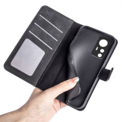 Kryty na mobil | Peňaženkové puzdro Dual Wavy Case čierne – Xiaomi 12T / 12T Pro | Kryty na mobil