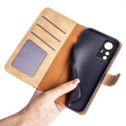 Kryty na mobil | Peňaženkové puzdro Dual Wavy Case hnedé – Xiaomi 12T / 12T Pro | Kryty na mobil