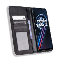Kryty na mobil | Peňaženkové puzdro Retro Leather čierne – Realme 9 (4G) / 9 Pro+ | Kryty na mobil