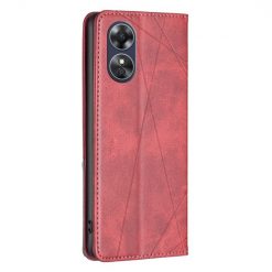 Kryty na mobil | Knižkové puzdro Rhombus červené – Oppo A17 | Kryty na mobil