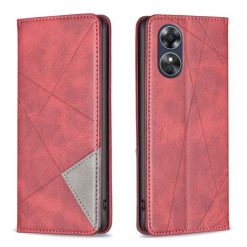 Kryty na mobil | Knižkové puzdro Rhombus červené – Oppo A17 | Kryty na mobil