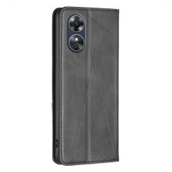 Kryty na mobil | Knižkové puzdro Rhombus čierne – Oppo A17 | Kryty na mobil