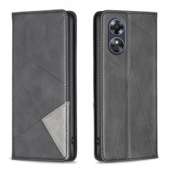 Kryty na mobil | Knižkové puzdro Rhombus čierne – Oppo A17 | Kryty na mobil