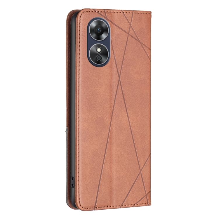 Knižkové puzdro Rhombus hnedé – Oppo A17 | Kryty na mobil Kryty na mobil | Knižkové puzdro Rhombus hnedé – Oppo A17 | Kryty na mobil