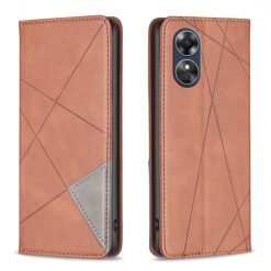 Knižkové puzdro Rhombus hnedé – Oppo A17 | Kryty na mobil Kryty na mobil | Knižkové puzdro Rhombus hnedé – Oppo A17 | Kryty na mobil