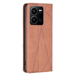 Kryty na mobil | Knižkové puzdro Rhombus hnedé – Vivo Y35 | Kryty na mobil