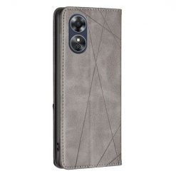 Kryty na mobil | Knižkové puzdro Rhombus sivé – Oppo A17 | Kryty na mobil