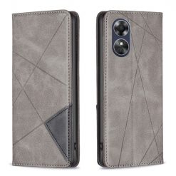 Kryty na mobil | Knižkové puzdro Rhombus sivé – Oppo A17 | Kryty na mobil
