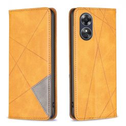 Kryty na mobil | Knižkové puzdro Rhombus žlté – Oppo A17 | Kryty na mobil
