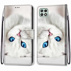 Knižkové puzdro Trendy Cross case Biela mačka – Samsung Galaxy A22 5G | Kryty na mobil Kryty na mobil | Knižkové puzdro Trendy Cross case Biela mačka – Samsung Galaxy A22 5G | Kryty na mobil