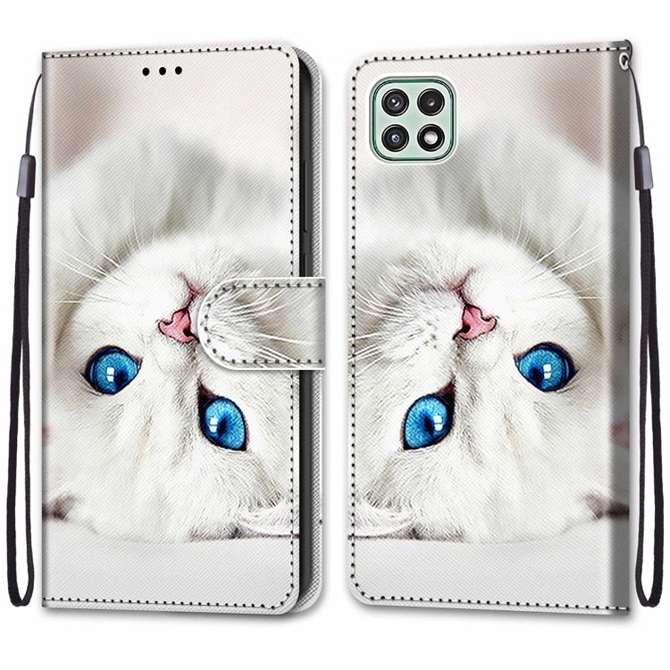Knižkové puzdro Trendy Cross case Biela mačka – Samsung Galaxy A22 5G | Kryty na mobil Kryty na mobil | Knižkové puzdro Trendy Cross case Biela mačka – Samsung Galaxy A22 5G | Kryty na mobil