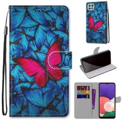 Kryty na mobil | Knižkové puzdro Trendy Cross case Červený motýľ – Samsung Galaxy A22 5G | Kryty na mobil
