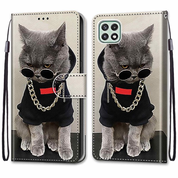 Knižkové puzdro Trendy Cross case Cool mačka – Samsung Galaxy A22 5G | Kryty na mobil Kryty na mobil | Knižkové puzdro Trendy Cross case Cool mačka – Samsung Galaxy A22 5G | Kryty na mobil