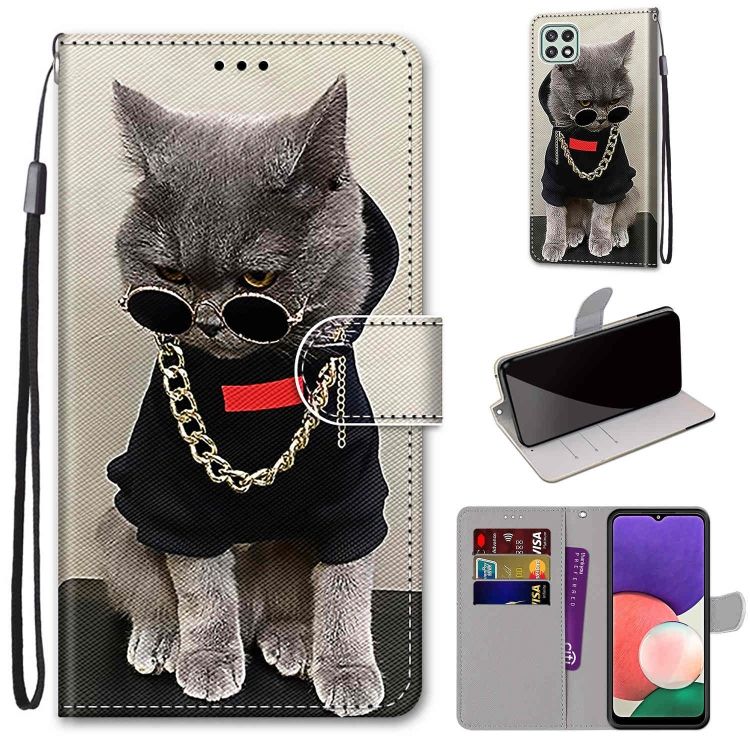 Knižkové puzdro Trendy Cross case Cool mačka – Samsung Galaxy A22 5G | Kryty na mobil Kryty na mobil | Knižkové puzdro Trendy Cross case Cool mačka – Samsung Galaxy A22 5G | Kryty na mobil