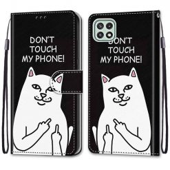 Kryty na mobil | Knižkové puzdro Trendy Cross case Don’t touch my phone – Samsung Galaxy A22 5G | Kryty na mobil