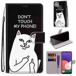 Kryty na mobil | Knižkové puzdro Trendy Cross case Don’t touch my phone – Samsung Galaxy A22 5G | Kryty na mobil