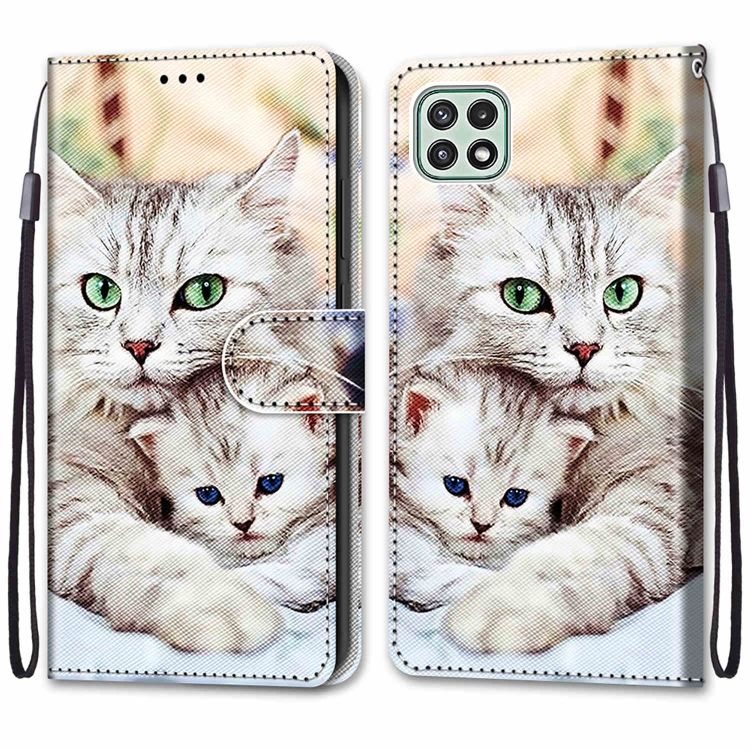 Knižkové puzdro Trendy Cross case Mačka a mačiatko – Samsung Galaxy A22 5G | Kryty na mobil Kryty na mobil | Knižkové puzdro Trendy Cross case Mačka a mačiatko – Samsung Galaxy A22 5G | Kryty na mobil