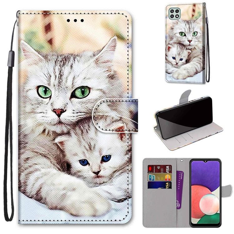Knižkové puzdro Trendy Cross case Mačka a mačiatko – Samsung Galaxy A22 5G | Kryty na mobil Kryty na mobil | Knižkové puzdro Trendy Cross case Mačka a mačiatko – Samsung Galaxy A22 5G | Kryty na mobil