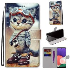 Kryty na mobil | Knižkové puzdro Trendy Cross case Mačka – Samsung Galaxy A22 5G | Kryty na mobil