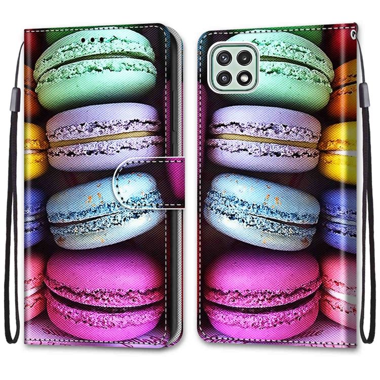Knižkové puzdro Trendy Cross case Makrónky – Samsung Galaxy A22 5G | Kryty na mobil Kryty na mobil | Knižkové puzdro Trendy Cross case Makrónky – Samsung Galaxy A22 5G | Kryty na mobil