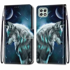 Kryty na mobil | Knižkové puzdro Trendy Cross case Nočný vlk – Samsung Galaxy A22 5G | Kryty na mobil