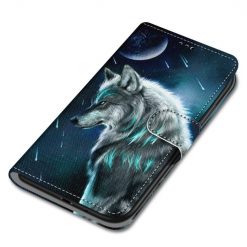 Kryty na mobil | Knižkové puzdro Trendy Cross case Nočný vlk – Samsung Galaxy A22 5G | Kryty na mobil