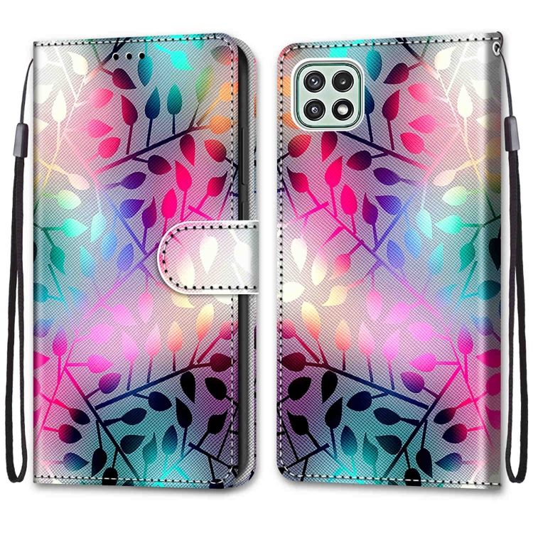 Knižkové puzdro Trendy Cross case Pestrofarebné listy – Samsung Galaxy A22 5G | Kryty na mobil Kryty na mobil | Knižkové puzdro Trendy Cross case Pestrofarebné listy – Samsung Galaxy A22 5G | Kryty na mobil