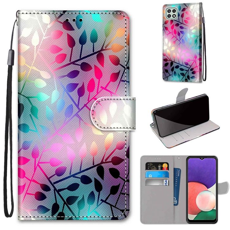 Knižkové puzdro Trendy Cross case Pestrofarebné listy – Samsung Galaxy A22 5G | Kryty na mobil Kryty na mobil | Knižkové puzdro Trendy Cross case Pestrofarebné listy – Samsung Galaxy A22 5G | Kryty na mobil