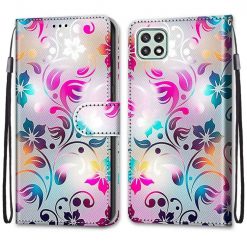 Kryty na mobil | Knižkové puzdro Trendy Cross case Pestrofarebný kvet – Samsung Galaxy A22 5G | Kryty na mobil