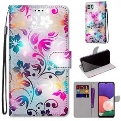 Kryty na mobil | Knižkové puzdro Trendy Cross case Pestrofarebný kvet – Samsung Galaxy A22 5G | Kryty na mobil