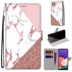 Kryty na mobil | Knižkové puzdro Trendy Cross case Ružový kameň – Samsung Galaxy A22 5G | Kryty na mobil