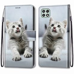 Knižkové puzdro Trendy Cross case Sivá mačka – Samsung Galaxy A22 5G | Kryty na mobil Kryty na mobil | Knižkové puzdro Trendy Cross case Sivá mačka – Samsung Galaxy A22 5G | Kryty na mobil