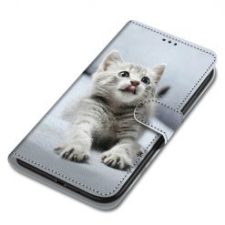 Knižkové puzdro Trendy Cross case Sivá mačka – Samsung Galaxy A22 5G | Kryty na mobil Kryty na mobil | Knižkové puzdro Trendy Cross case Sivá mačka – Samsung Galaxy A22 5G | Kryty na mobil