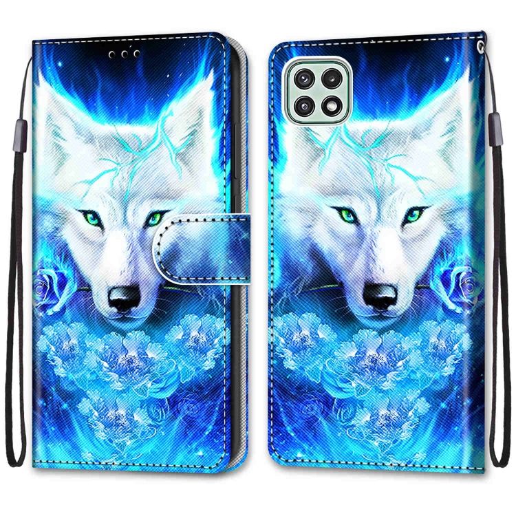 Knižkové puzdro Trendy Cross case Vlk s ružou – Samsung Galaxy A22 5G | Kryty na mobil Kryty na mobil | Knižkové puzdro Trendy Cross case Vlk s ružou – Samsung Galaxy A22 5G | Kryty na mobil