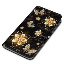 Kryty na mobil | Knižkové puzdro Trendy Cross case Zlaté kvety – Samsung Galaxy A22 5G | Kryty na mobil