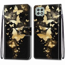Kryty na mobil | Knižkové puzdro Trendy Cross case Zlaté motýle – Samsung Galaxy A22 5G | Kryty na mobil