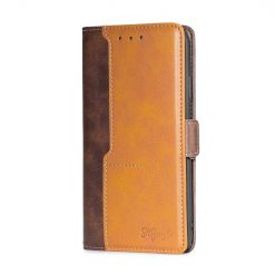 Kryty na mobil | Peňaženkové puzdro Contrast Color Case hnedo-zlaté – Oppo A57s | Kryty na mobil