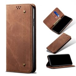 Kryty na mobil | Peňaženkové puzdro Denim Texture hnedé – Huawei Nova Y70 | Kryty na mobil