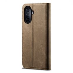 Kryty na mobil | Peňaženkové puzdro Denim Texture svetlohnedé – Huawei Nova Y70 | Kryty na mobil