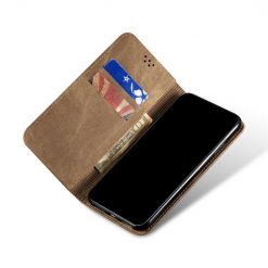 Kryty na mobil | Peňaženkové puzdro Denim Texture svetlohnedé – Huawei Nova Y70 | Kryty na mobil