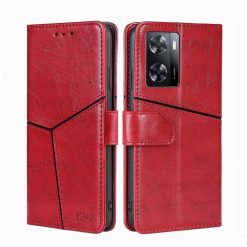 Kryty na mobil | Peňaženkové puzdro Geometric Stitching case červené – Oppo A57s | Kryty na mobil