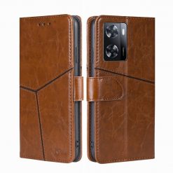 Peňaženkové puzdro Geometric Stitching case hnedé – Oppo A57s | Kryty na mobil Kryty na mobil | Peňaženkové puzdro Geometric Stitching case hnedé – Oppo A57s | Kryty na mobil