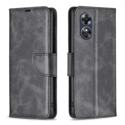 Kryty na mobil | Peňaženkové puzdro Retro Lambskin čierne – Oppo A17 | Kryty na mobil
