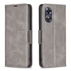 Kryty na mobil | Peňaženkové puzdro Retro Lambskin sivé – Oppo A17 | Kryty na mobil