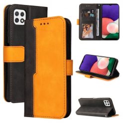 Kryty na mobil | Peňaženkové puzdro Stitching čierno-oranžové – Samsung Galaxy A22 5G | Kryty na mobil