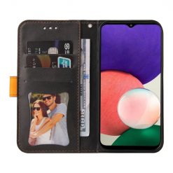 Kryty na mobil | Peňaženkové puzdro Stitching čierno-oranžové – Samsung Galaxy A22 5G | Kryty na mobil