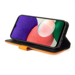 Kryty na mobil | Peňaženkové puzdro Stitching čierno-oranžové – Samsung Galaxy A22 5G | Kryty na mobil