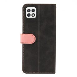 Peňaženkové puzdro Stitching čierno-ružové – Samsung Galaxy A22 5G | Kryty na mobil Kryty na mobil | Peňaženkové puzdro Stitching čierno-ružové – Samsung Galaxy A22 5G | Kryty na mobil